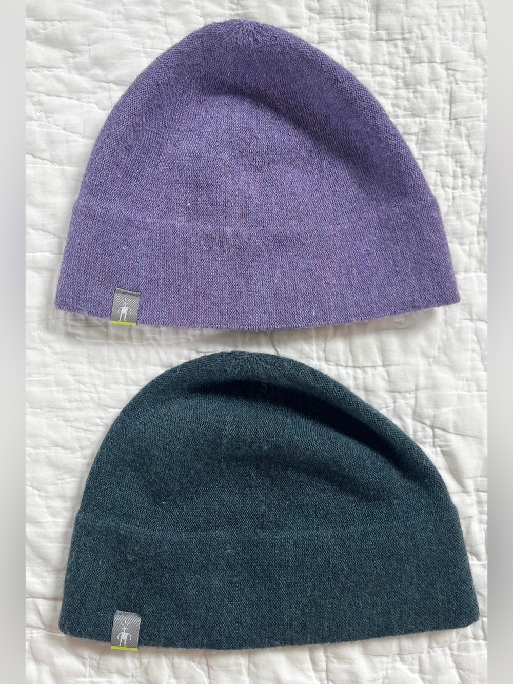 x2 Smartwool Lid Merino Wool Blend Beanie Winter Hats Solid Purple Blue Ski